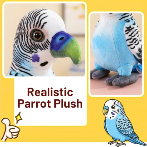 Image of Tickles Budgie Parrot Soft Stuffed Plush Bird Toy for Kids Boys & Girls Birthday Gifts (Size: 20 cm Color: Sky Blue)