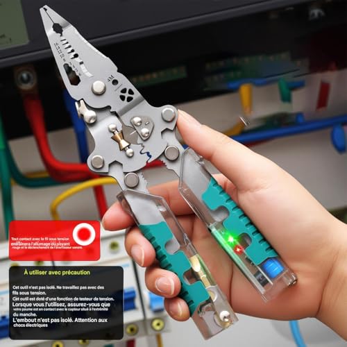 Testeur de tension et dénudeur compact pliable pour réparer vos circuits électriques