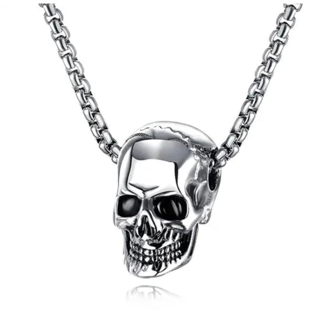the men thing SKULL HARD (T) - Pure Titanium Steel Pendant with Stainless Steel 24inch Round Box Chain, European trending Style for Men & Boy-picture-41
