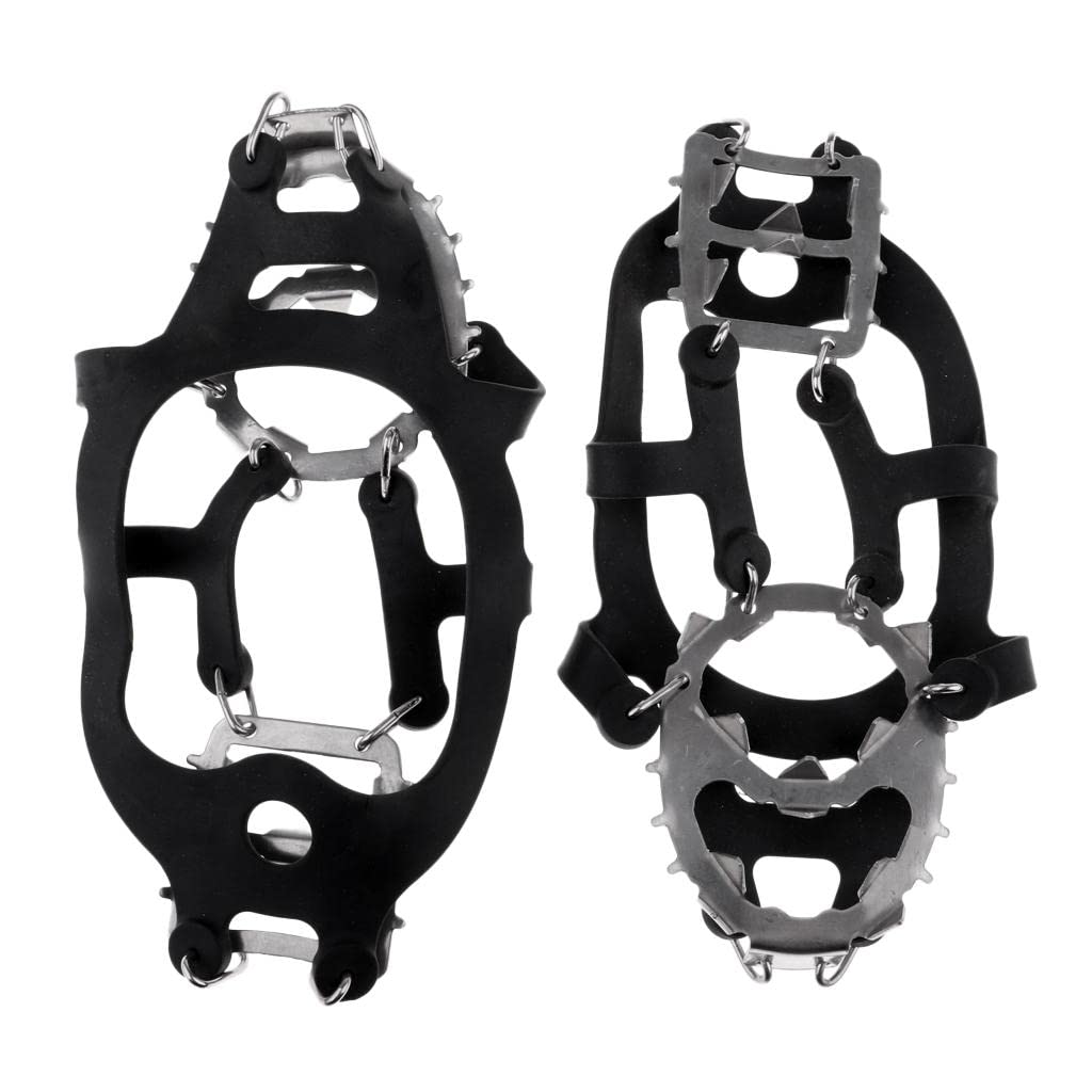 UJEAVETTE® Snow Winter Crampons Ice Cleats Grips Climbing Shoes Cover Anti Skid Black M
