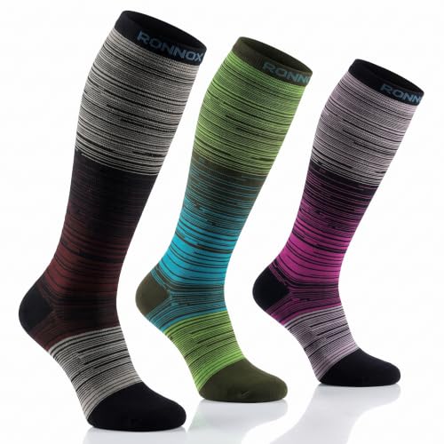 Image of Tipi Toe 3 Pairs Patterned Compression Socks for Women & Men, 12-14 mmHg Mild Support for Circulation & Swelling, Knee High