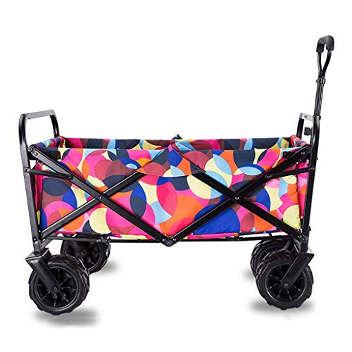 Zusammenklappbarer Gartenwagen, robuster Wagen, multifunktionaler Einkaufswagen für den Außenbereich, Camping, Strand, Supermarkt mit 4 Rädern, Tragkraft: 90 kg