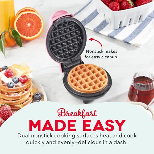 DASH Mini Maker for Individual Waffles, Hash Browns, Keto Chaffles with Easy to Clean, Non-Stick Surfaces, 4 Inch, Pink - Image 4