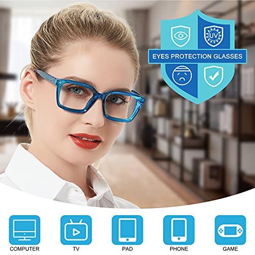 Image of Large Square Blue Light Blocking Reading Glasses Women Oversized Computer Readers 1.00 1.50 2.00 2.50 3.00 3.50 Blue 350