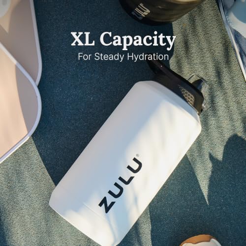 Image of ZULU Goals Vacuum Insulated Large Capacity Stainless Steel Water Bottle | Reusable Jug Thermoses with Carry Handle | Leak-Proof Lid | Perfect for Travel, Workout, Gym, Hiking, Camping | 64oz, 101oz