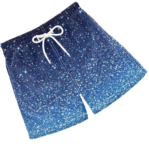 Pigsaly Boys Swim Trunks Ocean Navy Blue Royal Blue Gradient Flashing Glitter Boys Board Shorts Swimsuit Swimwear XS