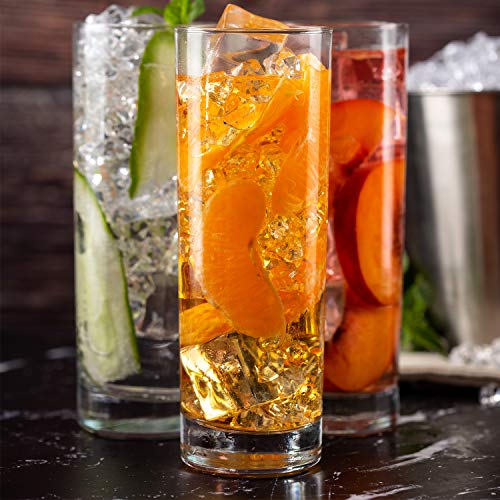Highball Glasses with Heavy Base, Clear Drinking Glasses Set for Water, Juice, Cocktails, Wine, Beer, and Whiskey, 12 1/4 Ounce, Set of 6