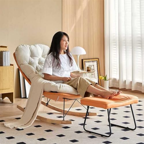 Patio Leisure Rocking Chairs，Modern Accent Rocking Chair,Upholstered Glider Chair with High Backrest,Nursery Rocking Chair,Comfy Side Chair,for Nursery, Bedroom, Living Room(Grey)