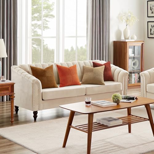 Sungeek Set of 4 Decorative Cushion Covers Soft Striped Corduroy Boho Square Throw Pillow Cases Fall Mix and Match Home Decor for Sofa Couch Living Room Bedroom Farmhouse 45x45cm, Brown Rust - Cosy Home Interiors Sungeek Set of 4 Decorative Cushion Covers Soft Striped Corduroy Boho Square Throw Pillow Cases Fall Mix and Match Home Decor for Sofa Couch Living Room Bedroom Farmhouse 45x45cm, Brown Rust - Image 7