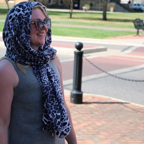 Rosemarie & Jubalee Women's Get Wild Versatile Leopard Print Fashion Wrap Swimsuit Sarong Shawl Scarf, 72" (Gray Black White)3