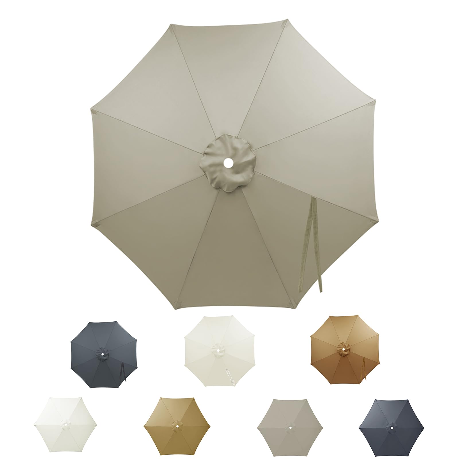 Parasole di ricambio per ombrellone da giardino, 3 m, impermeabile, con parasole, protezione UV, copertura di ricambio per 6 montanti, baldacchino di ricambio per ombrelloni esterni