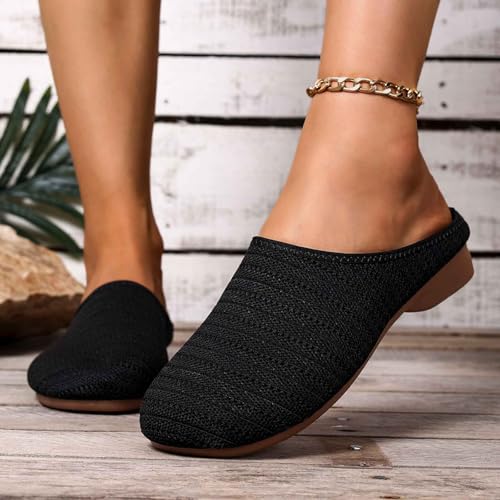 Women's Summer Casual Closed Toe Slippers Breathable Mesh Comfortable Flat Slides for Daily Wear with Jeans3