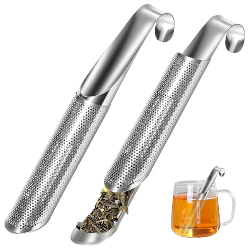 2 Pcs Stainless Steel Tea Infuser Stick with Hook for Loose Tea Leaf