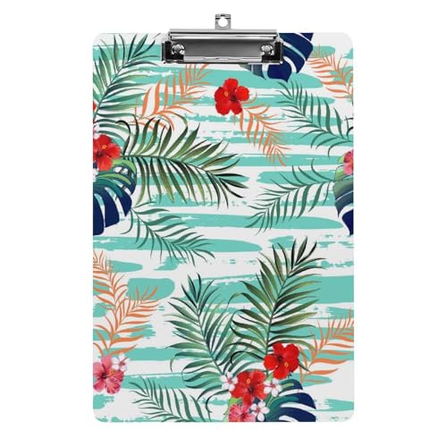 Presse-papiers avec pince A4 fleurs tropicales porte-documents