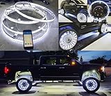 Cold White 15.5' Double Row Wheel Rim Lights Car Truck Vehicle Off-Road Lighting Tire Rings Off-Road Lighted Well Light Bluetooth Control