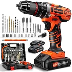 Taladro Percutor Sds Bateria Taladro Percutor a Bateria 21V, Atornillador Electrico 2x2.0Ah Baterías, 45Nm Destornillador inalámbrico, 25+3 Ajuste de Par, 10mm Portabrocas Metálica, 2 Velocidad, 27 Accesorios, LED Luz