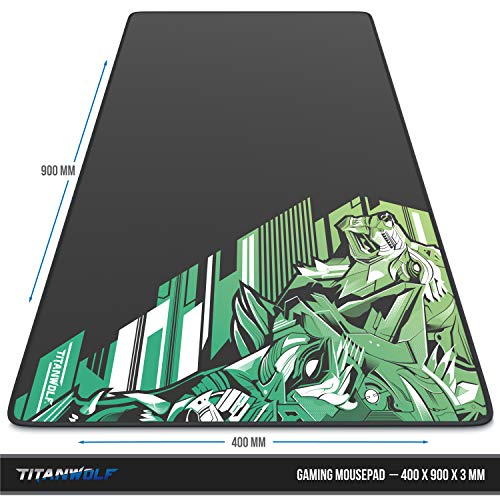 TITANWOLF - XXL Mousepad Gaming 900 x 400mm Vector Lime - Tappetino Mouse Gaming Extra Grande - Migliora precisione e velocità - Adatto a Roccat Razer Logitech Mouse e Tastiera