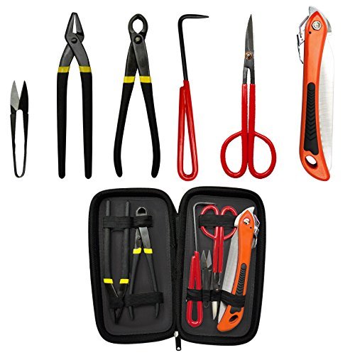 Preisvergleich Produktbild Voilamart Bonsai Werkzeugset, 6-Teiliges Gartenarbeit Handwerkzeuge Werkzeug Set, Scher- Bürsten Mit Rollen Drähte Carbon Stahl Multi-Funktions-Outdoor-Schanzzeug Garten Scheren-Set