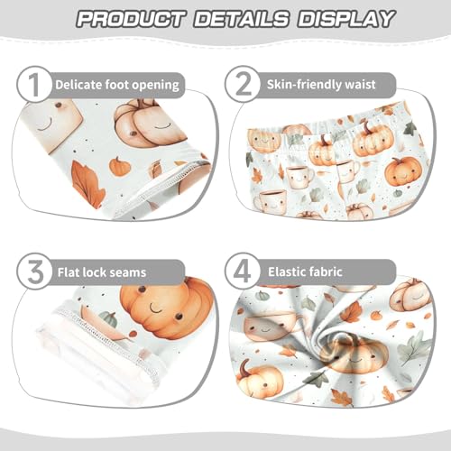 senya Girls Printed Leggings Yoga Pants Fall Leaves Pumpkin Coffee Pattern for Kids in 4t to 10 Years, 4T3