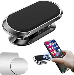 Suporte Magnético para Celular com Rotação 360° e Fixação por Ímã – Compacto, Universal, para Carro, Mesa ou Parede