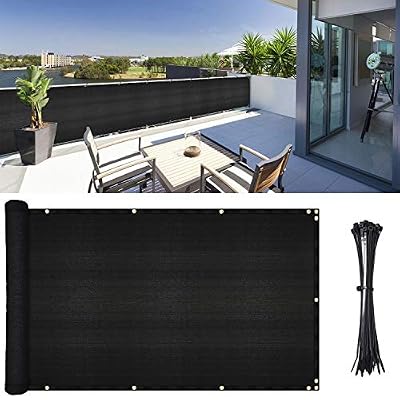 DearHouse Balcony Privacy Screen Cover, 3.5ft x16.5ft Privacy Screen Balcony Shield for Porch Deck Outdoor Backyard Patio Balconys, includes 35 pc Cable Ties