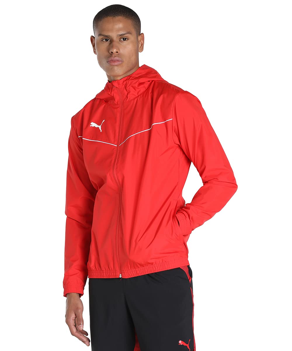 PUMA teamRISE All Weather Jacket Poly Jacket Men's, Puma Red-Puma White, M