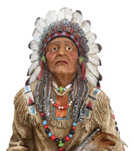 Figura Jefe Indígena Nativo Americano con Pipa de la Paz miniatura 4