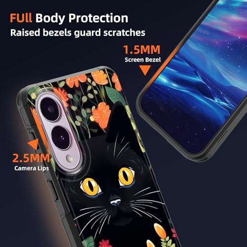 GFEWYTJYJ for Galaxy S25 Edge Case,[10 FT Military Grade Drop Protection] Non-Slip Heavy Duty Shockproof Phone Case for Samsung Galaxy S25 Edge 2025,Cute Black Cats - image 4