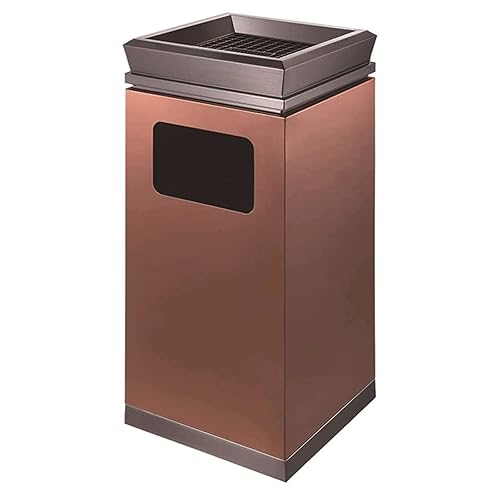 TISTIK Bote de basura - Bote de basura industrial de acero inoxidable para exteriores, contenedor de basura de pie para el suelo, cenicero exterior