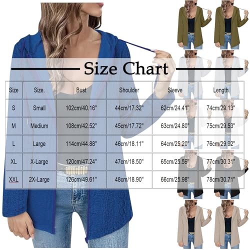 Women Long Sleeve Jacket Hooded Outfits for Women Loose Fit Crochet Striped Hooded Cardigan Basic Fall Winter 20253