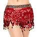 MUNAFIE Women's Belly Dance Hip Scarf Performance Outfits Skirt Festival Clothing Red&Red