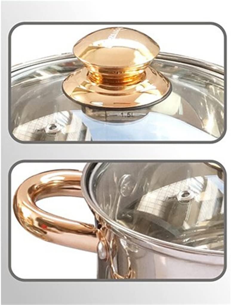 6 Cookware 12 Piece Stainless Steel Cookware Gold Plated Pan And Casserole Set Soup Milk Pot Wok Wok Home Kitchen (D (D As the picture shows)