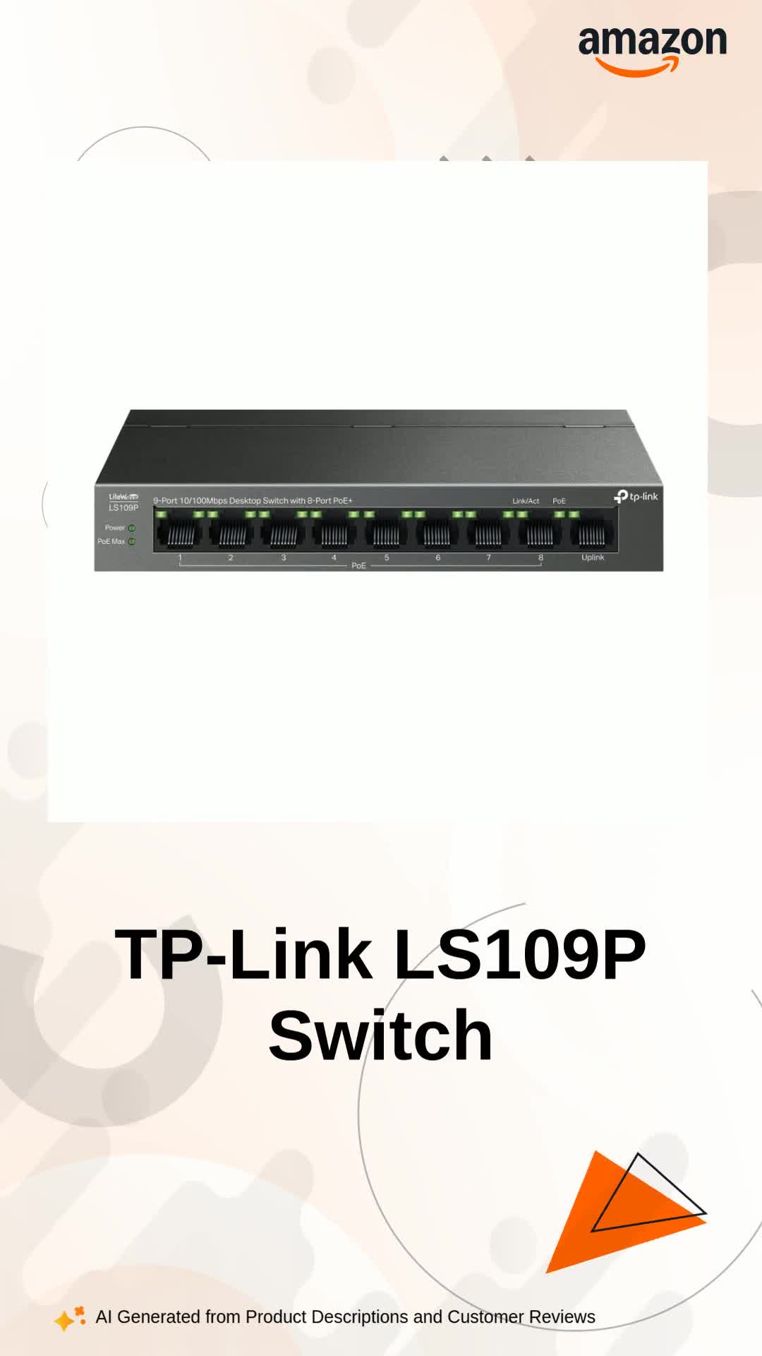 TP-Link LS109P 9-Port 10/100Mbps Desktop Ethernet Switch with 8 TP-Link LS109P 9-Port 10/100Mbps Desktop Ethernet Switch with 8