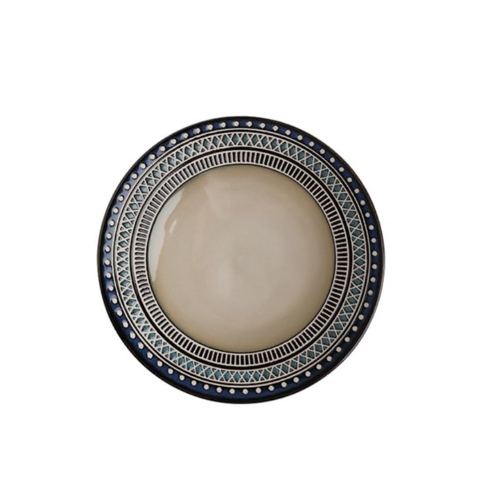 Ceramiczne talerze obiadowe w stylu vintage - talerze do steków w stylu zachodnim, 20 cm zastawa stołowa do jadalni