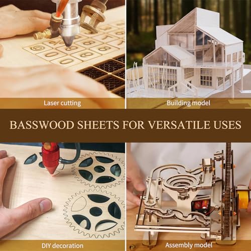 36 Pack Basswood Sheets,12"x12"x1/8" 3mm Basswood Plywood,Craft Wood,Unfinished Wood,for DIY Ornaments and Model Engraving, Wood Burning, Architectural Models, Drawing、Wood for Laser Cutting - Image 2