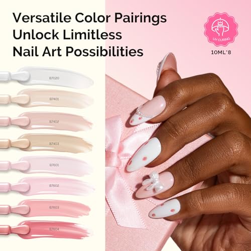 Image of MelodySusie Gel Nail Polish Kit with P-Plus30F UV Nail Lamp - Handheld Cordless P-Art01R UV Light Classic Popular Colors Plant Based Gel Polish with Top Coat Base Coat Builder Manicure Tools