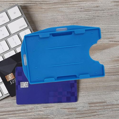 10Pcs Double Sided ID Card Holder, Horizontal or Veritcal Hold 2 Cards, Two Sided ID Holder for Work Office Credit Card, Blue4