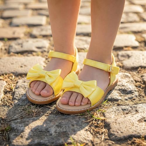 Image of THEE BRON Toddler Girls Sandals Wedding Flower Girl Dress Shoes Open Toe Flats