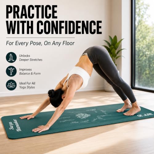 Image of De Jure Fitness Yoga Mat for Women and Men, 10mm Extra Thick Non-Slip NBR Exercise Mat for Yoga, Pilates, Gym & Floor Workouts - with Carry Strap