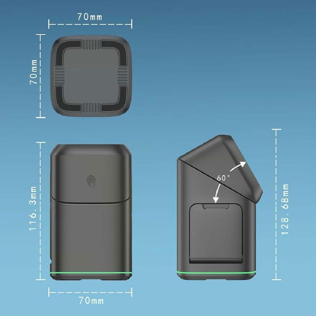 Subsistenceed Cargador inalámbrico 3 en 1, estación de carga táctil multidispositivo con soporte magnético de rotación automática de 15 W, base de carga rápida plegable para teléfonos inteligentes