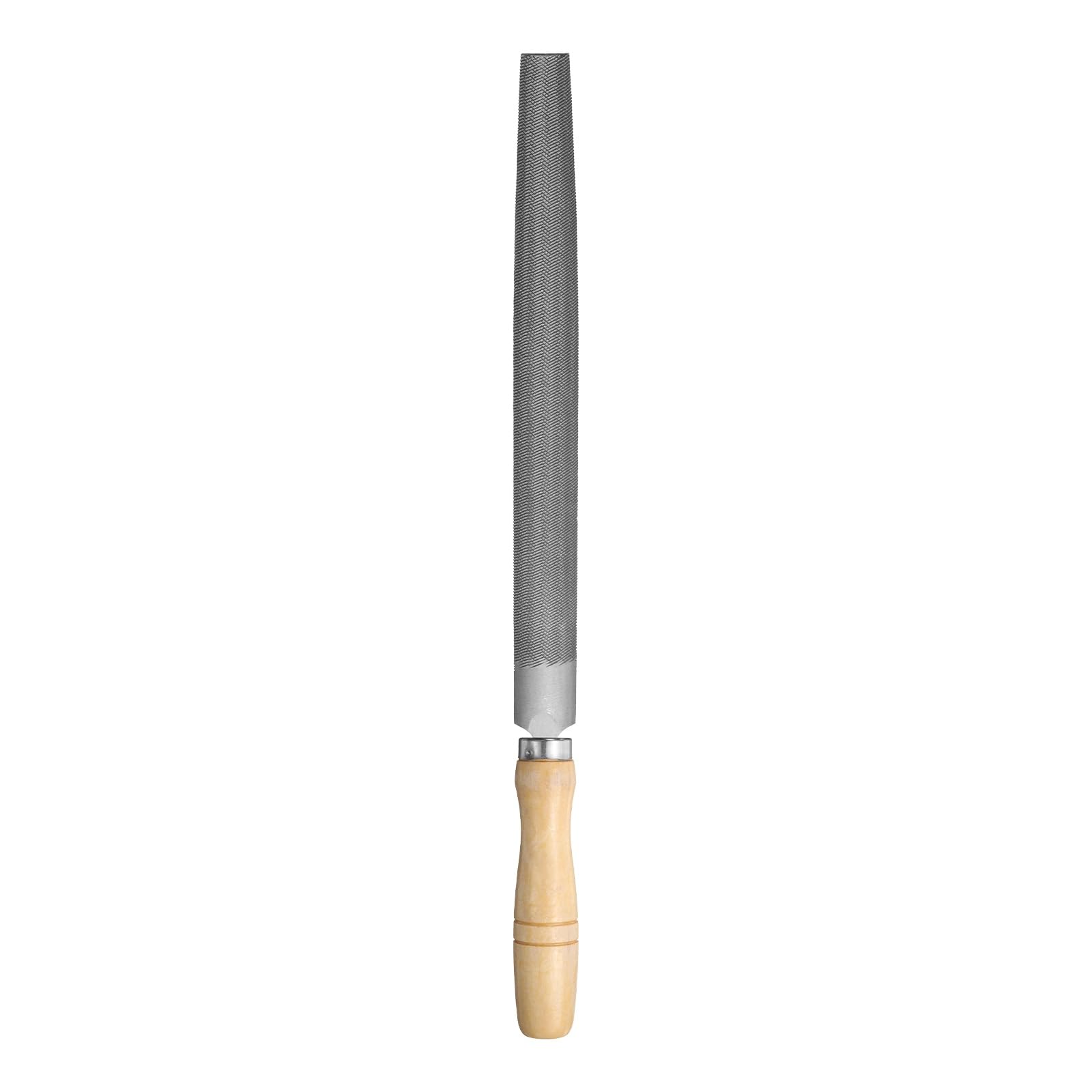 sourcing map 10" Half Round Medium Cut File Double Cut Teeth Bastard Metal File High Carbon Steel T12 with Wood Handle for Metal Wood Tool Sharpener, Gray
