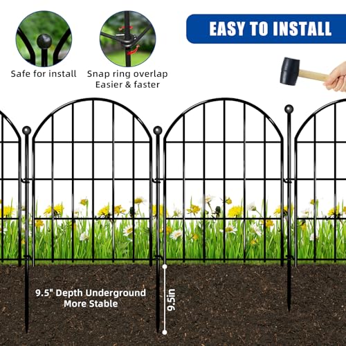 Chtsjqw GFS10 10 Panels Garden Fence Animal Barrier, 26In X 10.8Ft Dog Digging Fence Barrier, Arched No Dig Rabbit Fence Border With Rod Stake thumb #4