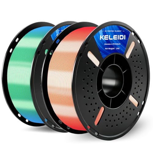 KELEIDI High Speed Dual-Color Silk PLA 2 Pack (Blue/Green, Red/Gold), 2x1kg