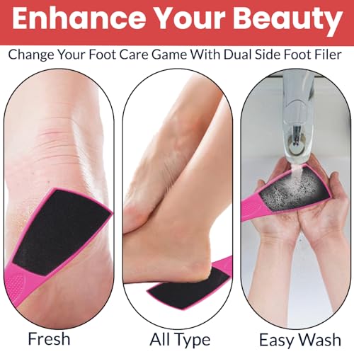 Image of TEMPERIA (1pc) Foot Scrubber for Dead Skin - Double Sided Pedicure Kit for Women - Feet File Scrub Tools, Heel Scraper Filer & Leg Cleaner Brush - Easy to Use (Multicolour) (HF225)