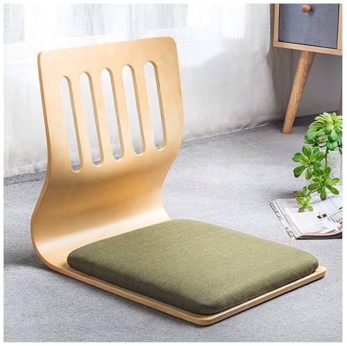 Silla de suelo sin patas, silla de meditación de madera para leer y relajarse, cómodo asiento de salón con soporte trasero, ideal para ventanas de bahía y ver la televisión