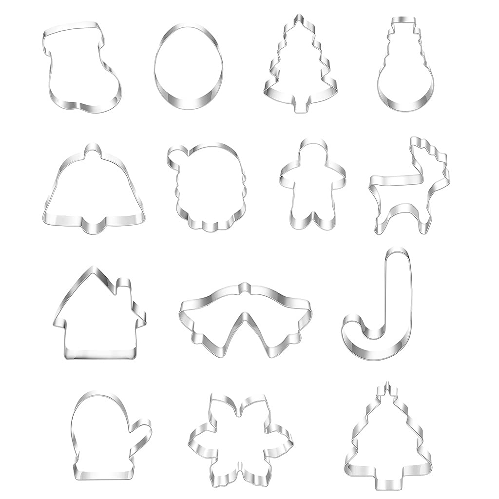 Kalttoy Multicolor 14 Pieces Cookie Cutter Fondant Cake Mold 3D Cartoon Fondant Cake Mold Baking Utensil Gift Home Biscuit