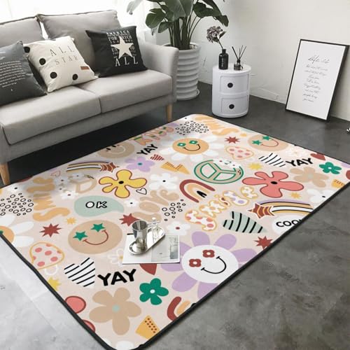 Tapis de décoration lavable grand format arc-en-ciel peace - 4