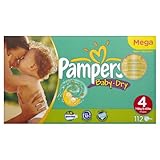 Pampers Windeln Baby Dry Gr.4 Maxi 7-18kg Megapack, 112 Stück