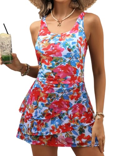 Image of CiCiBird Women One Piece Tummy Control Swimsuit Modest Swim Dress Bathing Suit Skirt Swimwear