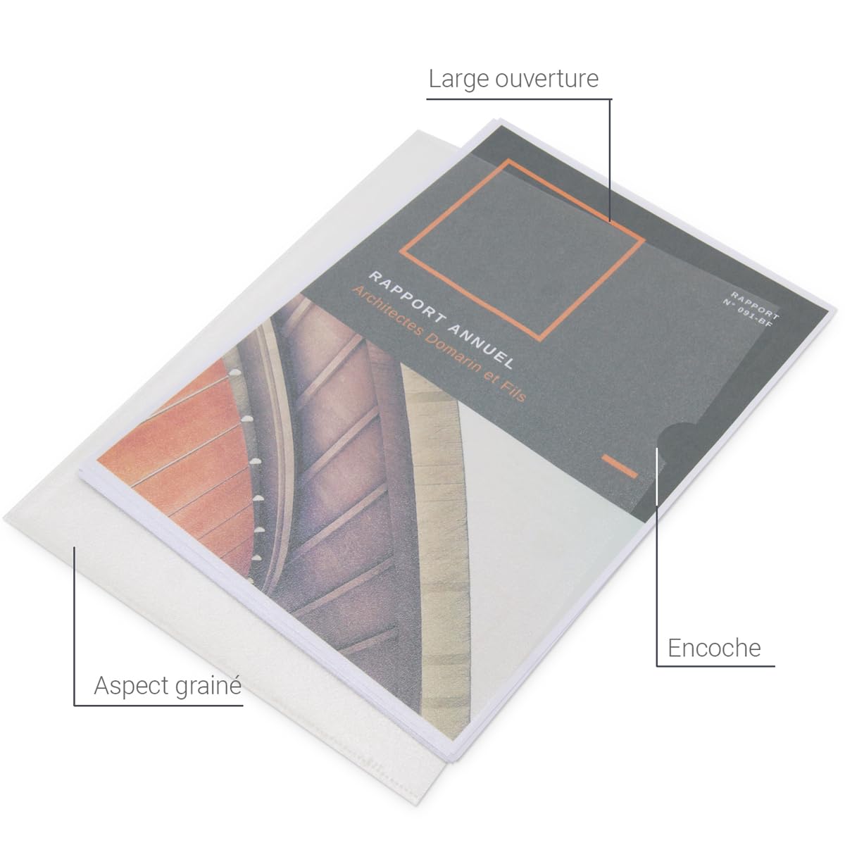 Waytex 931308 Clear A4 Grained 90 Micron Corner Wallet - Pack of 50, Grainées Medium - 50 - Image 2